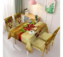 Conjunto De Toalha De Mesa E Capa De Cadeira De Natal