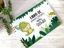 Libro De Firmas/ Recuerdos Baby Shower Mod Dino Dinosaurio