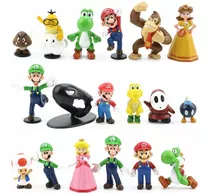 Coleção Super Mario Bros Kit 18 Bonecos Luigi Yosh Promoção