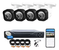 Qigo Kit Cámara De Seguridad   Qg-77-k500g Con Resolución De 4ch 2mp Visión Nocturna Incluida Color Blanca Exterior Videovigilancia