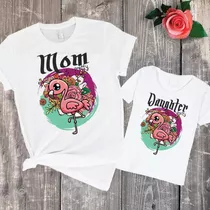 Combo Remera Madre E Hija Combinada Flamenco Mujer Nene Nena