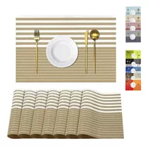 Manteles Individuales Para Mesa Conjunto De 8 Pzas 45×30cm Color Caqui