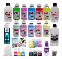 Kit De Slime Barato Colas Coloridas Corante Gliter Espuma