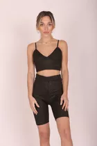 Conjunto Biker Top Brillos Lurex Mujer 