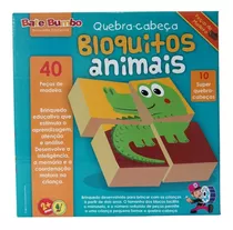 Quebra-cabeça Educativo Madeira Bloquitos Animais 2 Anos