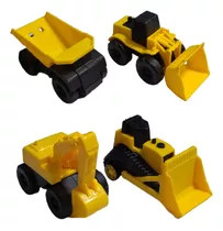 Kit 4 Carrinhos Fricção Trator Construção Infantil Miniatura