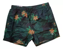 Rush Town Malla Natacion Hombre Flores Negro-verde Cli