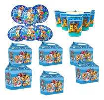 Vasos Platos Y Cajitas De  Paw Patrol 18 Unidades 