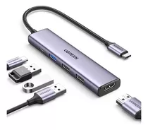 Adaptador Hdmi Para Mac Multiport Usb C Hub iPad Macbook Cor Cinza Escuro