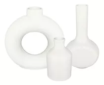 Set Jarrón Florero Cerámica Minimalista Nórdico Moderno Deco