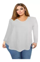 Remera Mujer Cuello V Manga Larga  L-xl-xxl-3xl-4xl Mythos