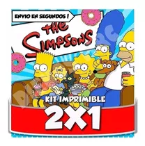  Kit Imprimible Simpson Cotillón Cajitas Banderines +2x1