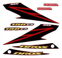 Jogo Adesivos Honda Bros 150 Vermelho Ano 2007 Es Cor Vermelha 2007 Es