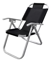 Silla De Playa Reclinable Extra Alta Grand Ipanema, Color Negro