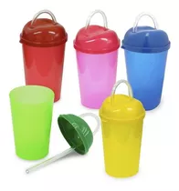 Vaso Plastico Escarchado Pitillo Tapa * 20 Unidades 10 Onzas