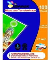 100 Micas Termolaminadora Plastificadora Carta 75 Micrones