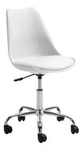 Silla Eames Para Oficina Con Ruedas Altura Ajustable Premium Color Blanco Material Del Tapizado Cuero Sintético