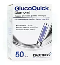 Tiras Glucoquick Diamond Voice/mini/gd50 Caja X50 Color Blanco/azul