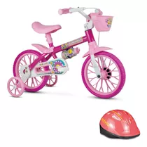 Bicicleta Infantil Feminina Nathor Flower Aro 12 Rosa + Cap