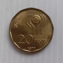Argentina 20 Pesos 1977 Mundial Fifa 78 Conmemorativa Km#75