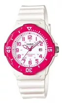 Reloj Casio Analogo Dama Lrw-200h-4bv Color De La Correa Blanco Color Del Bisel Fucsia Color Del Fondo Blanco