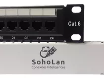 Patch Panel 24 Portas Cat6 Rj45 Rede Soholan Certifica Giga