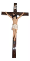 Cristo De 32 Cm Con Cruz De  68 Cm De Resina