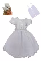 Vestido Infantil Branco Batizado Daminha Princesa Luxo