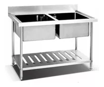 Pileton Doble Mesa De Trabajo Flamemax 1200x700x850 Fama