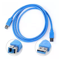 Cable Datos Impresora Usb 3.0 Macho A Macho Tipo A-b 3 Mts Color Azul