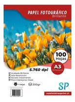 Papel Fotográfico Glossy A3 200gr Alto Brillo X 100 Hojas