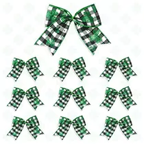 10 Pcs St. Patrick's Day Bows, Glitter Green Shamrock B...