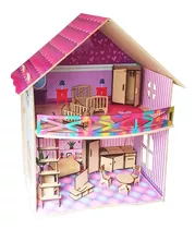 Casita Muñeca Socuhogar Clasic Pintada + Muebles Madera Niño