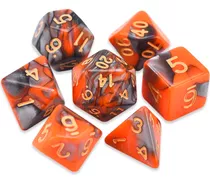 Dados Rpg Com Sete - Laranja Com Cinza C/ N° Dourado