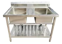 Lavafondo Acero Inox Doble Con Repisa 120x60cm 1821 /dechaus