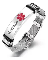 Pulsera Alerta Médica Personalizada Con Grabado Acero Inox.