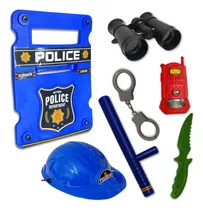 Kit Brinquedo Policia Escudo Capacete Proteção P/ Arminhas