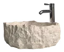 Lavabo Ovalin Rustico Redondo De Mármol Natural 40cm Beige