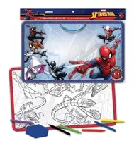 Juego De Arte Pizarra Bifaz Spiderman Con Crayones Tapimovil