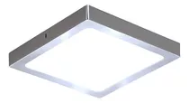 Plafon Panel Led 12w Cuadrado Acero Platil Techo Pared Color Blanco Frío