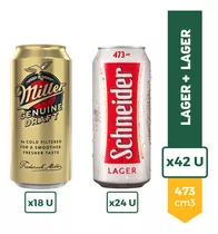 Cerveza Miller Lata 473ml X18 + Schneider Rubia 473ml X24