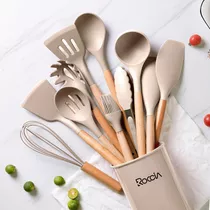 Set De Utensilios De Cocina 12 Piezas Silicón Beige Roccia