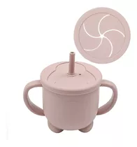 Vaso Silicona Bebe Doble Tapa/uso: Sorbete/contenedor Cereal Color Rosa