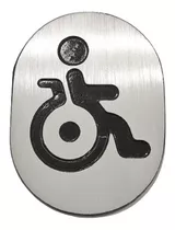 Señal Baño Placa Oval Aluminio Discapacitado Figura Negra 