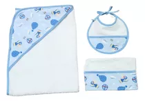 Set Toallon Con Capucha + Babero + Babita Para Bebe