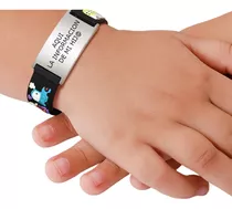 Pulsera Identificación Para Niños Personalizada Con Grabado