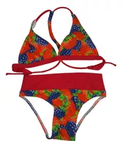 Malla Bikini Estampada Elemento Top Con Volados En Breteles