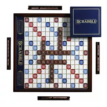 Juego Scrabble Deluxe Edition Con Tablero De Madera Giratori