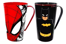 Kit 2 Canecas Do Homem Aranha E Batman C/alça 500ml Plasútil