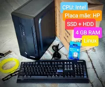 Computador Desktop (cpu) Intel, Hp, 4gb Ram Com Sdd E Hdd